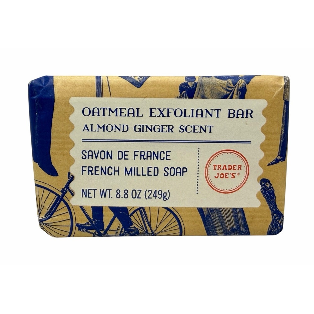 Trader Joe's Oatmeal Exfoliant Bar Almond Ginger Scent Savon De France 8.8oz Bar